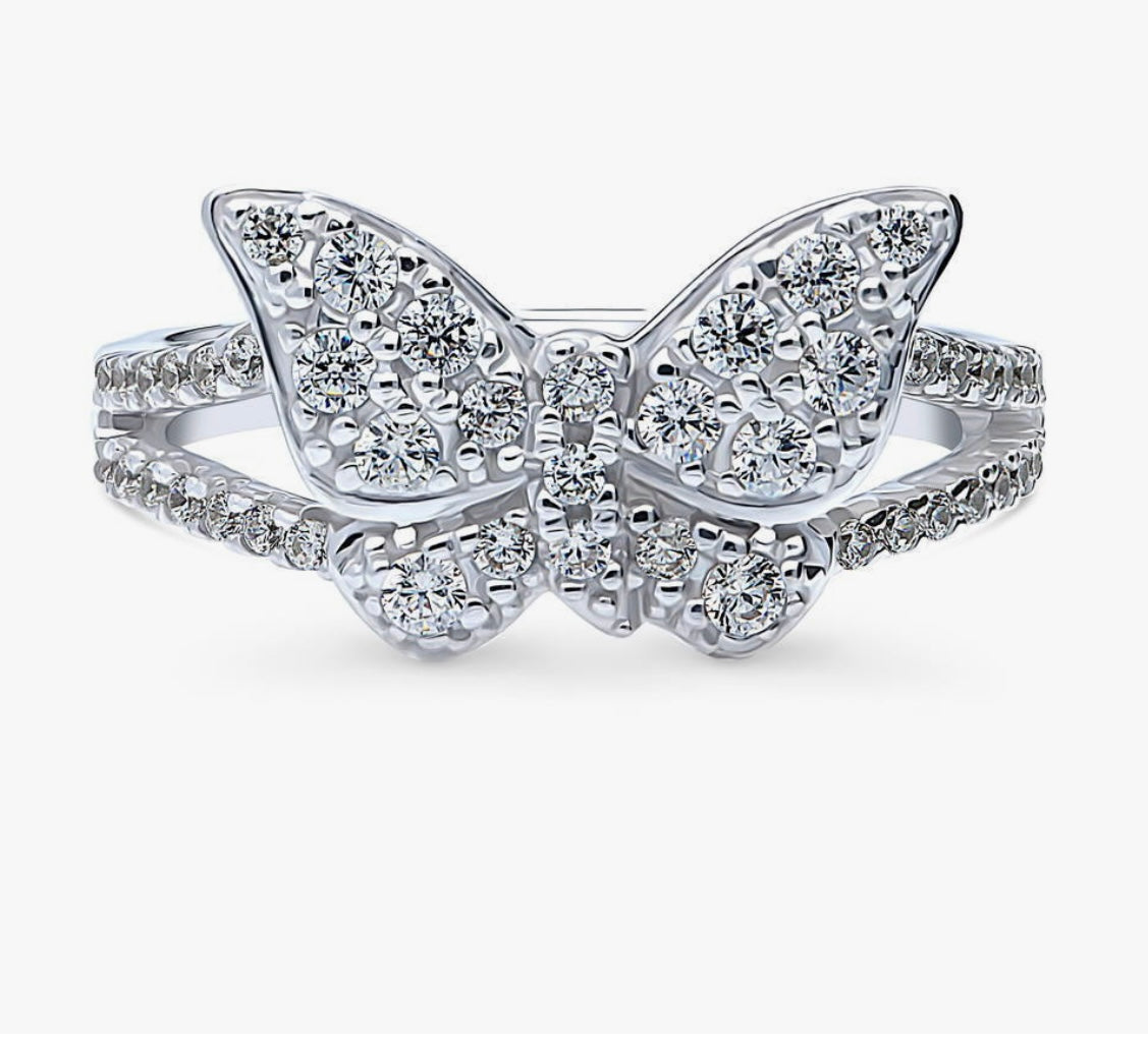 Sterling silver butterfly ring