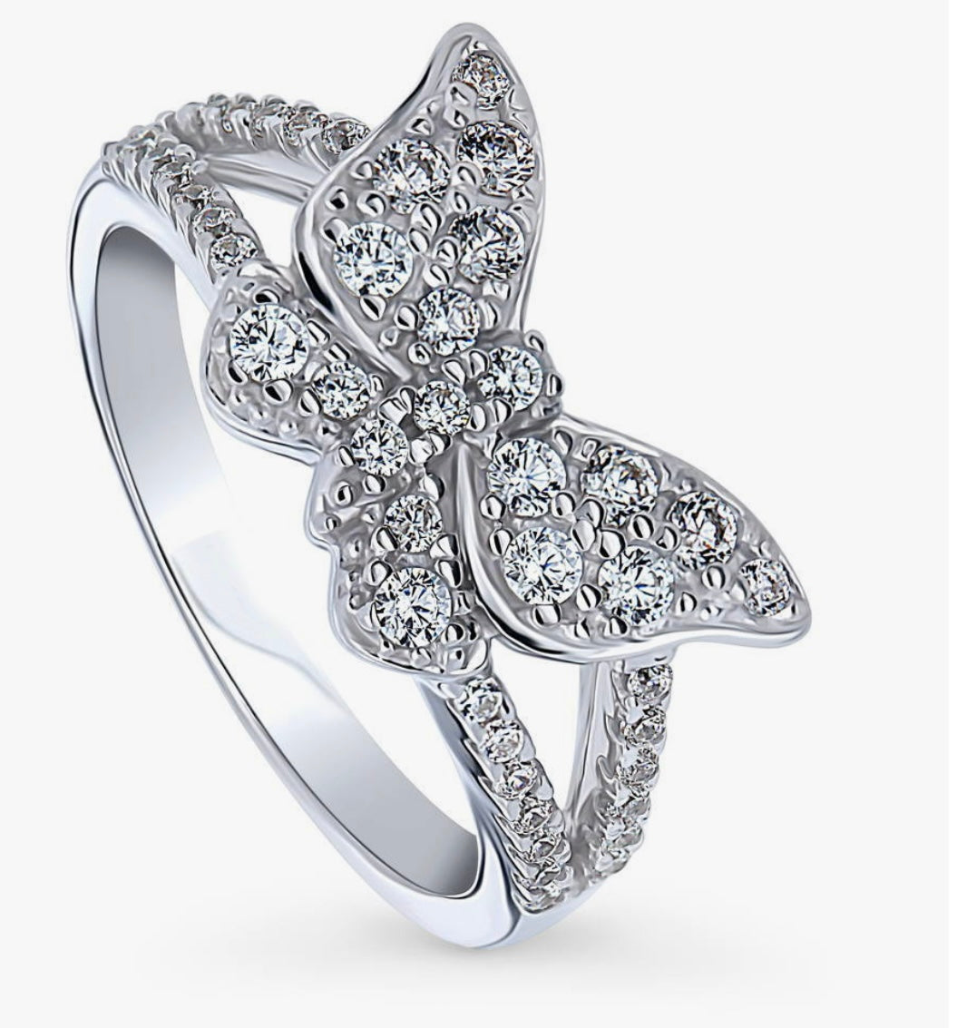 Sterling silver butterfly ring