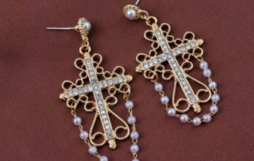 Cross Pearl earrings